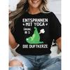 Fun Yoga Frog Pattern TShirt  GerUnisexstyle Letter Print ShortSleeved Casual LooseFitting Womens TShirt