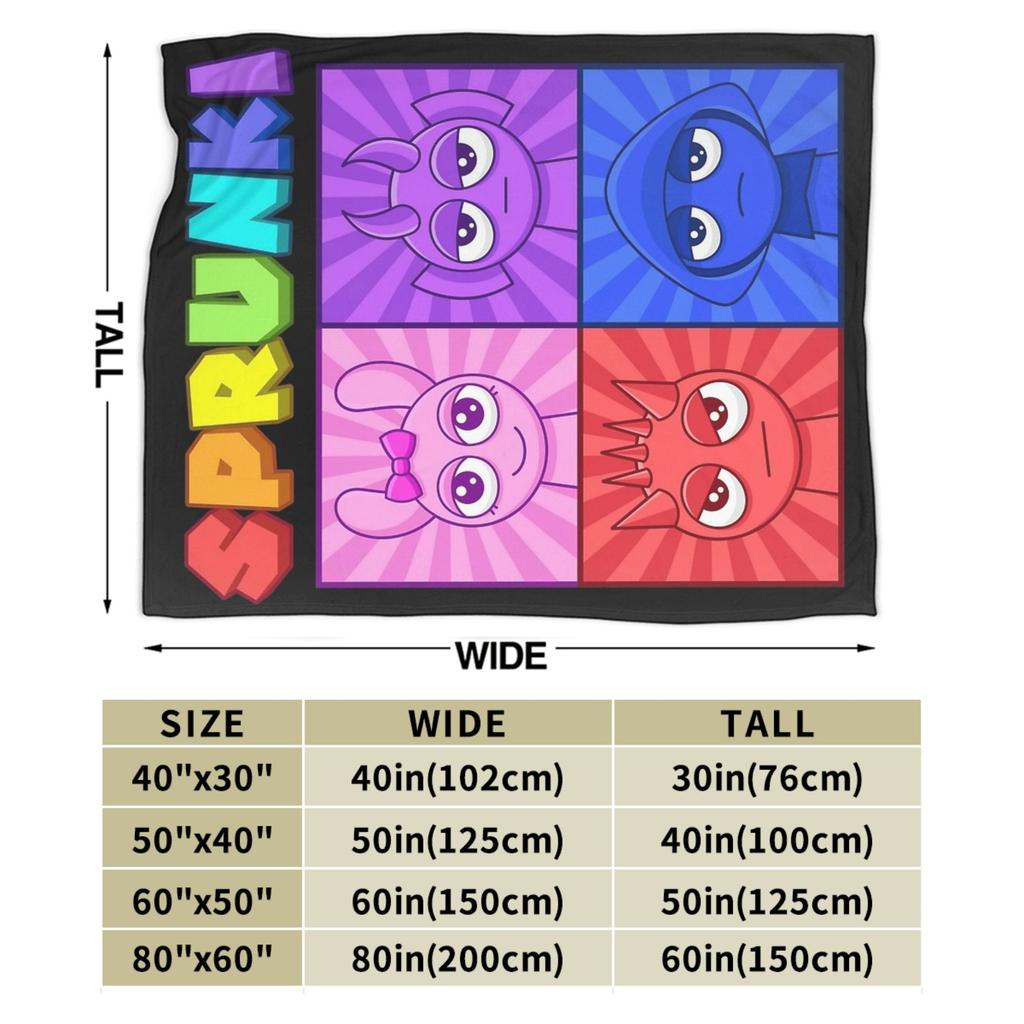 Sprunkies Kids Characters Sprunki Blankets Flannel Printed  Breathable Ultra-Soft Throw Blanket for Bed Office Rug Piece