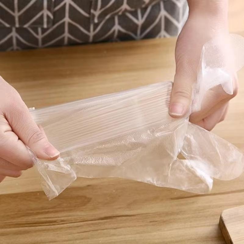 100/200PCS Disposable PE Gloves Clear Plastic Food Safe Cooking Cleaning Kitchen Restaurant BBQ Handling Essentials