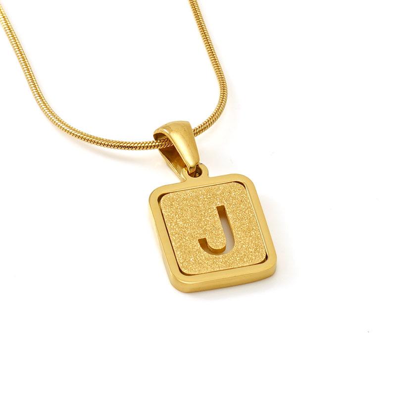 Colier cu pandantiv cu 26 de litere placat cu oțel inoxidabil cu design lanț șarpe rotund