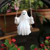 Swing Ghost Garden Statue Cute Resin Ghost Figurine Outdoor Tree Hanging Ornament for Porch Garden Lawn Yard Decor