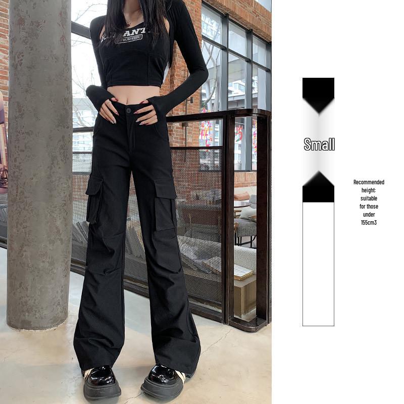 Schwarze, hoch taillierte Slim Fit-Arbeitshose für Damen im Frühjahr 2025