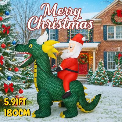 5,91FT Riesiges aufblasbares Weihnachtsmann-Drachen-Spielzeug Hausdeko Ornamente Weihnachtsdekorationen Outdoor-Weihnachtsbedarf Festliches Urlaubsgeschenk