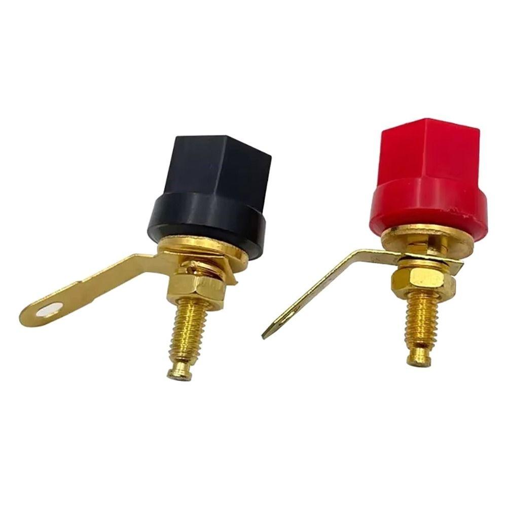 1Set New Gold Plated Speaker Binding Post 4mm Hex Head Audio Connector Banana Plug Amplifier Video