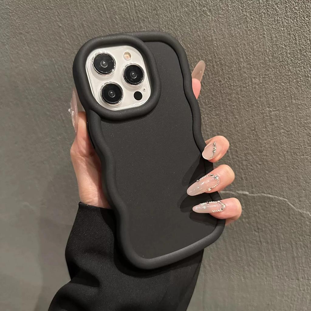 Fashion Soft Curly Wave Case for iPhone 11 12 13 14 15 16 Pro Max 7 8 Plus X XR XS Shockproof Bumper Cover Capa Aesthetic