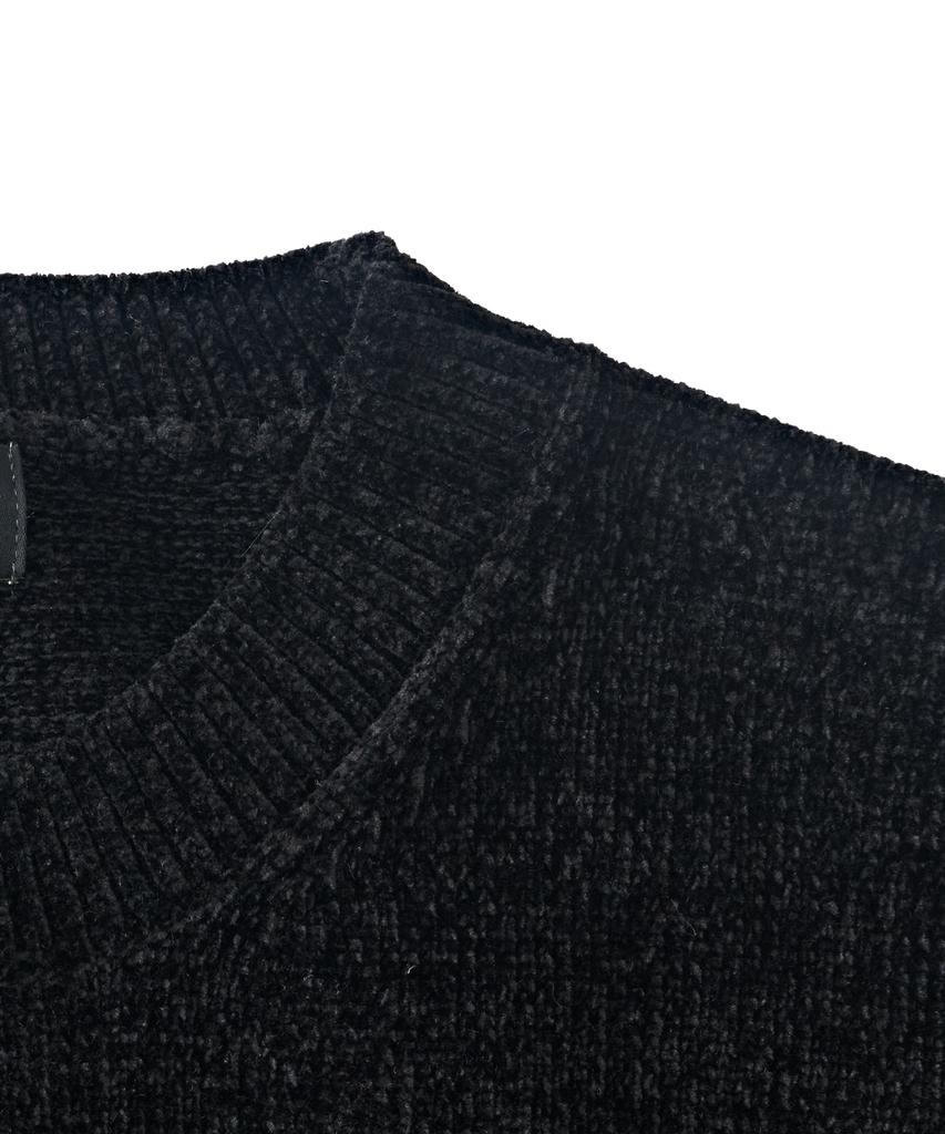 ANALOG MOOD Velour Classic Round Knit (Black)
