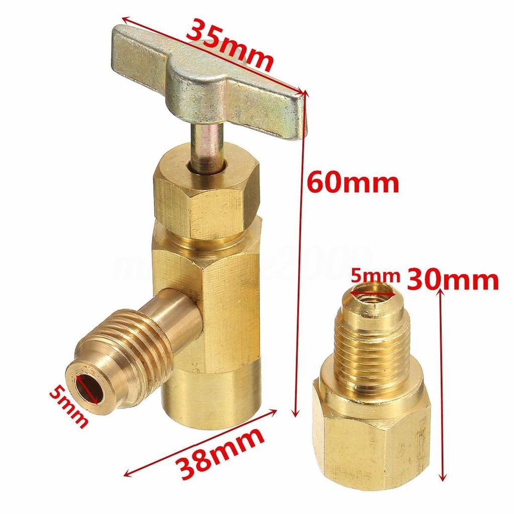 New R134A To R12 Top Mount Can Taper With Shut-Off Valve 1/2 To 1/4 Flare Tube