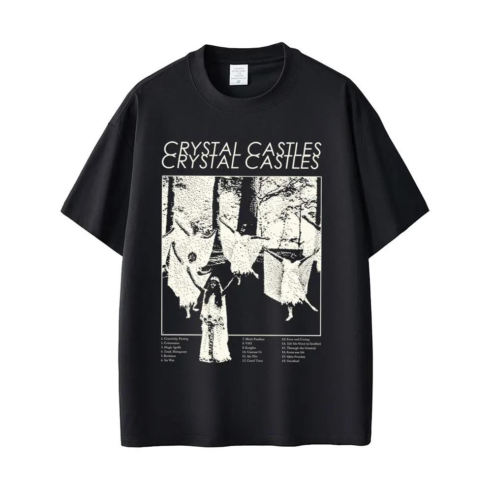 Crystal Castles Band T-shirt Men's Hip Hop Rock Oversized Short Sleeve T-shirts Men Women Vintage Electronic Punk Music T Shirts