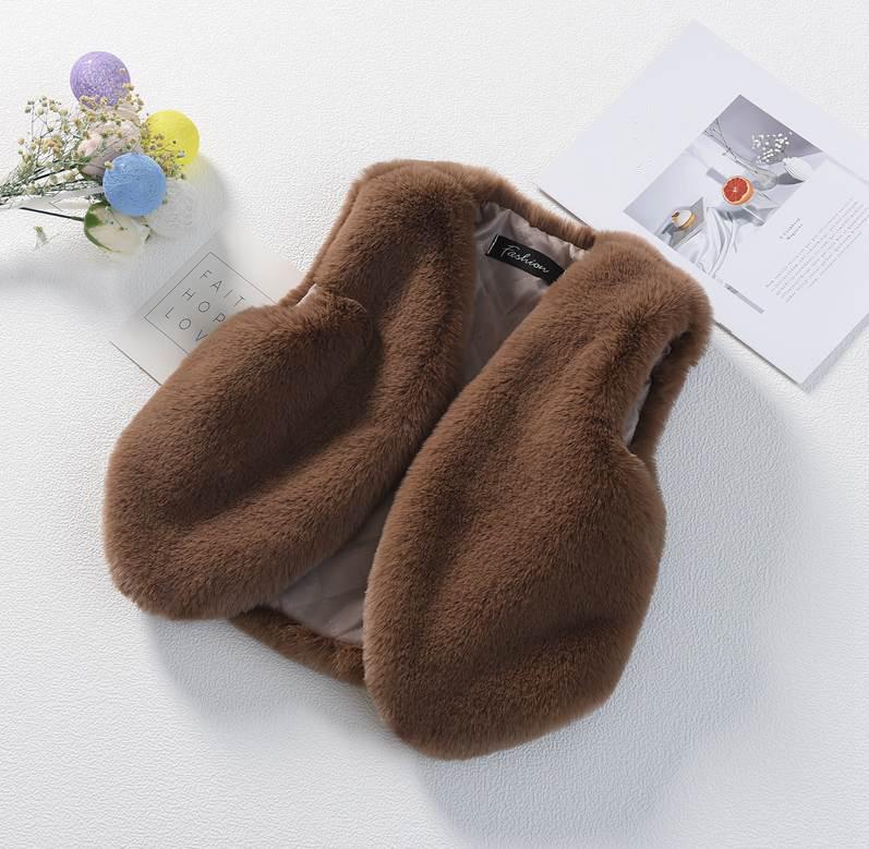 Podzim Zima Vesta z umělé kožešiny Dívky Batole Dívky Bunda bez rukávů Děti Dívčí svrchní oděv