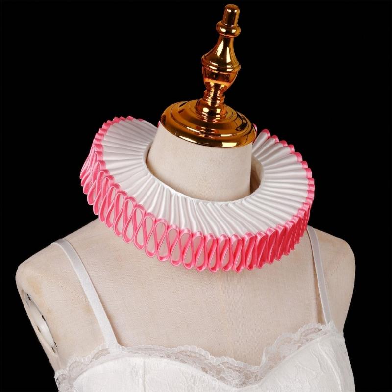 Vintage Renaissances Elizabethan Ruff Collar Victorian Edwardian Costume Neck Ruffle for Halloween Masquerades Cosplay