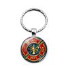 Sleek Rescue Firefighter Emblem Keychain Gemstone Zinc Alloy Key Ring For Men And Women