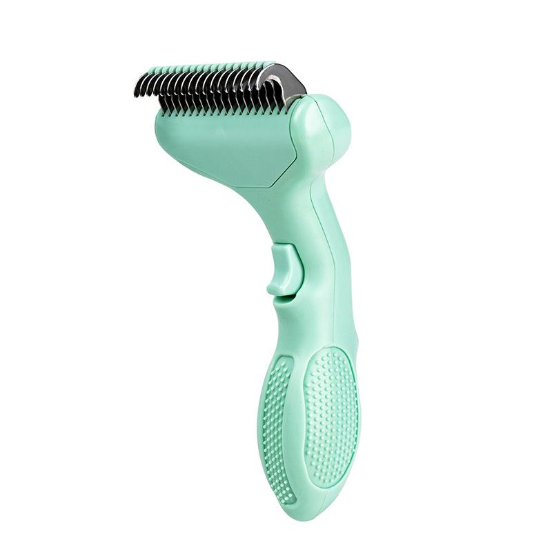 

Self Cleaning Pet Comb One Push Remove Floating Hair Dematting Brush for Cats Dogs Grooming Care Supplies зелёный