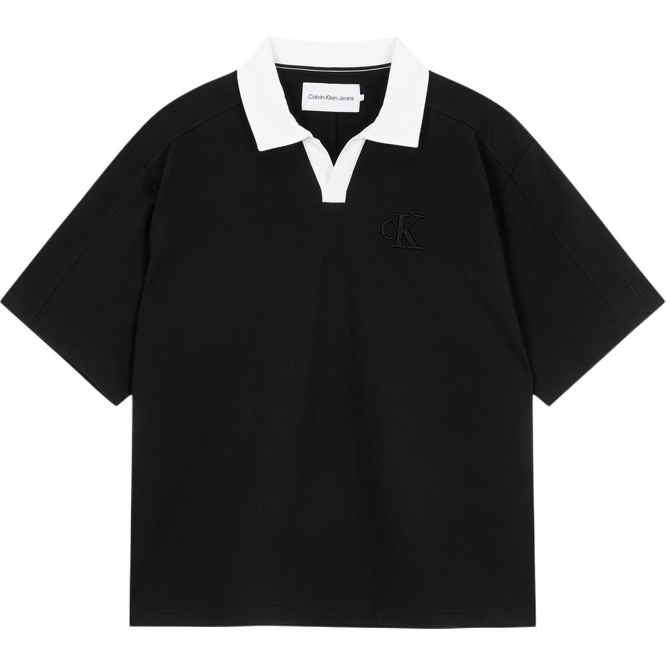 

Calvin Klein Color Block Polo Shirt Men Tops Black J325364-BEH L