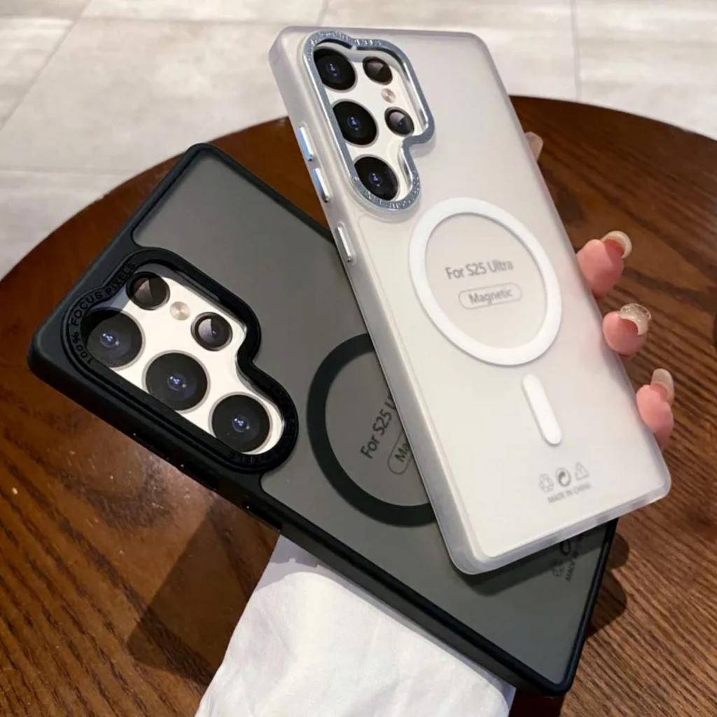 Luxury Matte Clear Magsafe Case for Samsung Galaxy S25 S24 S23 Ultra Plus S24FE Magnetic Wireless Charge Shockproof Bumper Cover