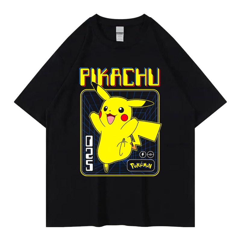 Pok É Mon Pikachu Little Fire Dragon Johnny Turtle Pok É Mon Printed Short Sleeved Mens Tshirt Childrens Parent Child Wear