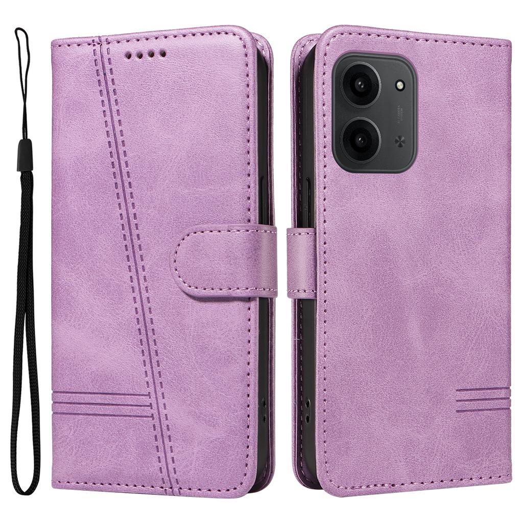 For Xiaomi Redmi 15C 4G (173mm) Wallet Case T-Shape Lines Leather Phone Cover Stand