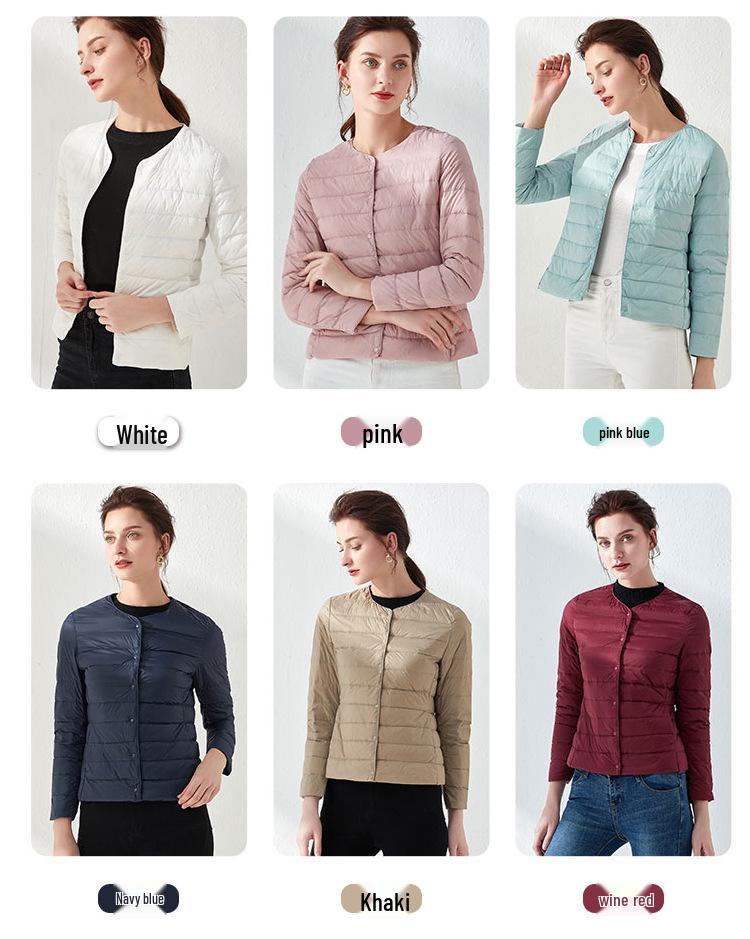 2025 Damen Leichte Kurze Rundhals Daunenjacke - Weiße Entenfüllung & Koreanischer Modestil