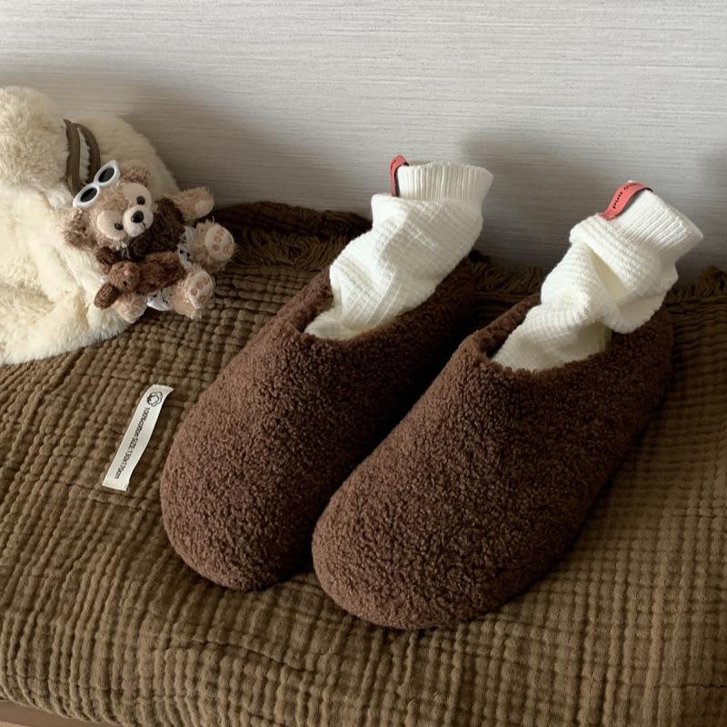 

Гигантский мягкий восковой!! Баотоу с одной ногой в термохлопковых туфлях с плюшевыми и пушистыми полутапочками женская одежда 2025 осенне-зимние модели 40 верблюд