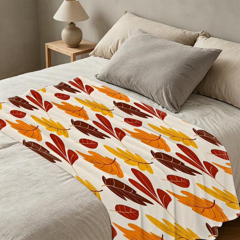 No-Shed Flannel Fleece Blanket Soft Cozy Autumn Leaves Pattern, Warm for Couch, Bed, Home, Cozy Movie Nights & Bedroom Decoration