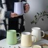 Nordisk Keramik NS Stil Mugg  Kreativ Vattenkopp med Lock och Sked  Enkel Kaffekopp  Solid Färg Krämstil Matt