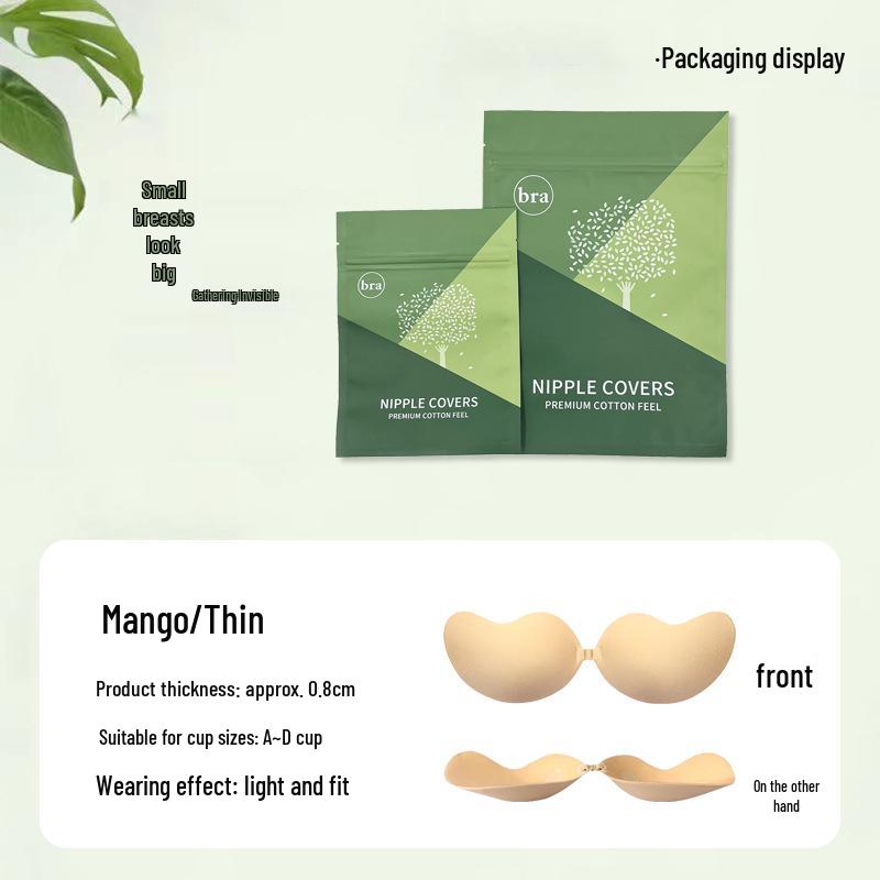 

Mango Cup Silicone Mesh Bra Pads with Nipple Covers - Invisible Bra Stickers for Small Chest Support Size D