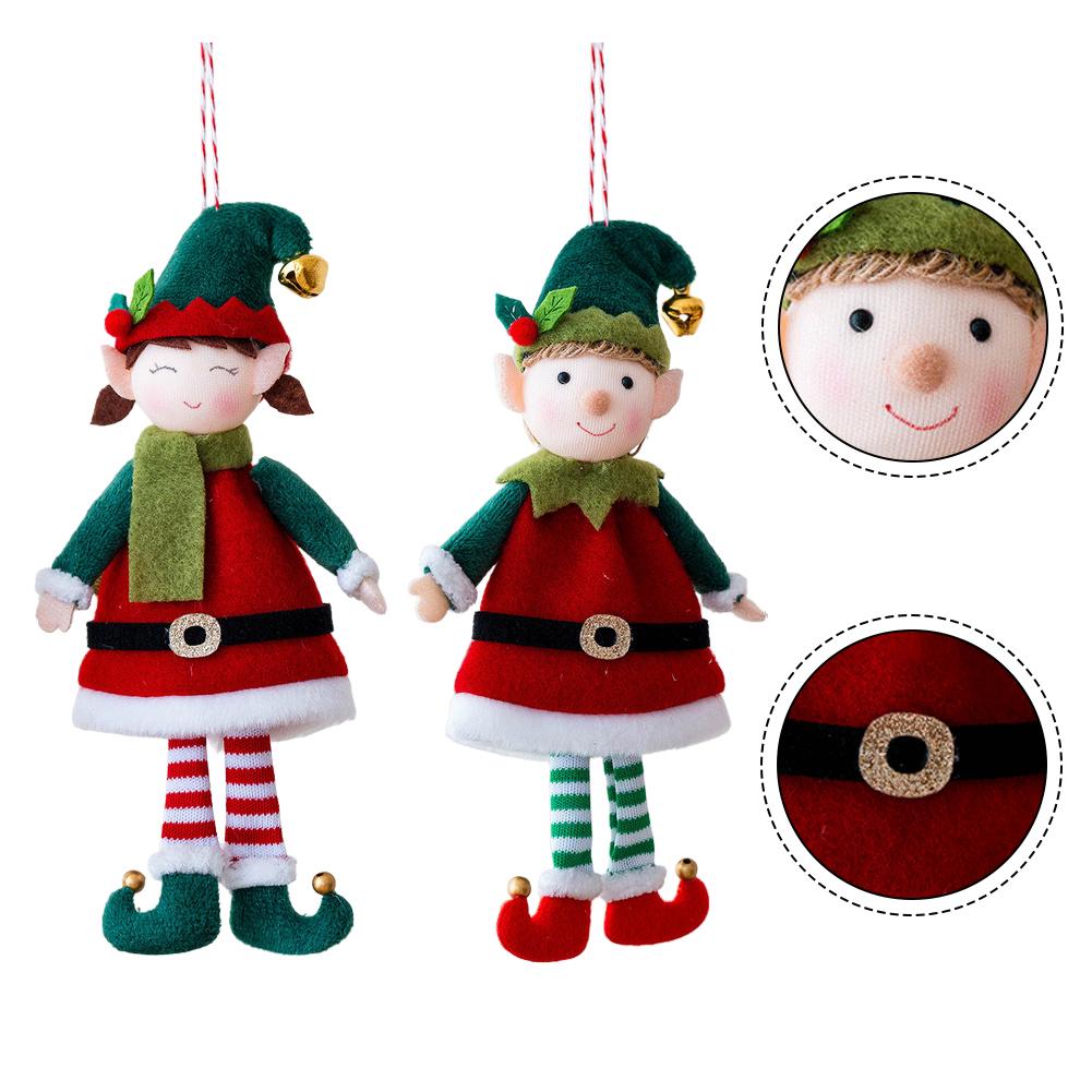 Holiday Display Christmas Doll Hanging Figurine Festive Design Good Fortune Hand-sewn Craftsmanship Playful Posing