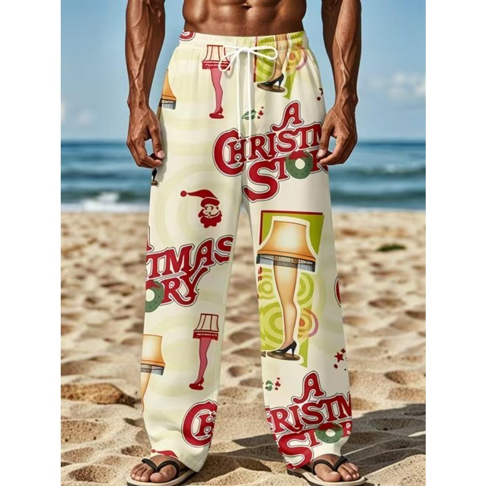 Men's 3D Food Pattern Printed Baggy Casual Trousers, Elastic Drawstring Waist with Pockets, for Spring Summer Home Outdoor Vacation
