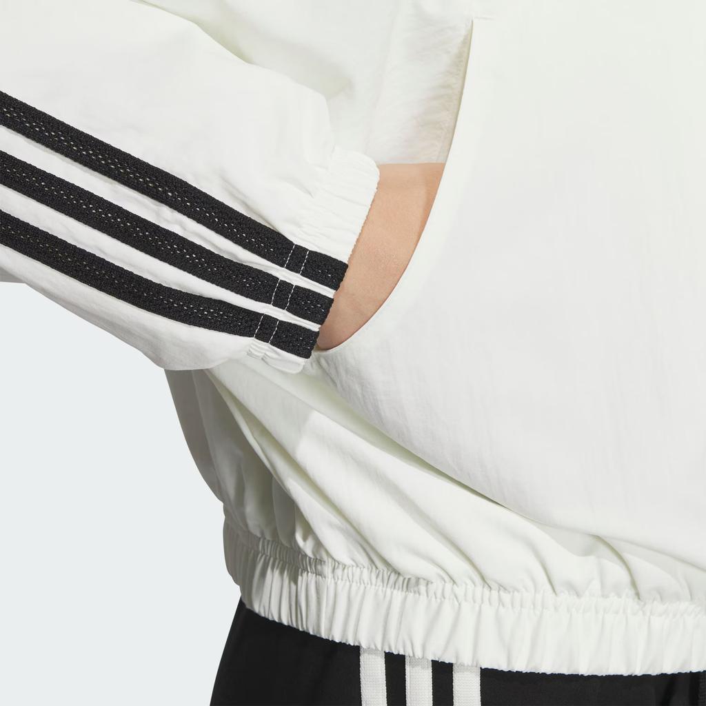 Adidas 3-Stripes Series Striped Design Sports Casual Hoodie Jacket Women Jackets White JW4644