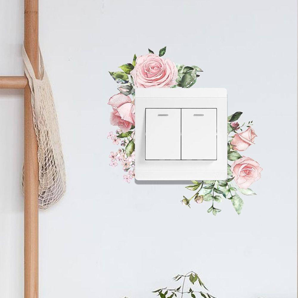 Plant Flower Switch Sticker Long Lasting Green Leaves Plants Sticker Multiple Styles   Wall Decor