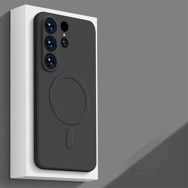 Magnetyczne Etui na Telefon z Płynnego Silikonu Kompatybilne z Magsafe Dla Samsung Galaxy S26 S25 Ultra S23 S24 FE S22 S21 Plus Odporne na Wstrząsy Pokrowiec