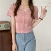 Fashion Hollow Out Thin Knit Short-sleeved Cardigan Tops Summer Casual Summer Essential Comfort and Style Slim Fit Pullovers Tees