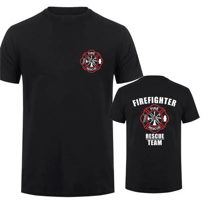 Fitness Short Sleeve Fireman Rescue Team T-shirt Men Shirt Fireman Tee Short Sleeve Men Pure Cotton Sportwear Casual Hot Blood