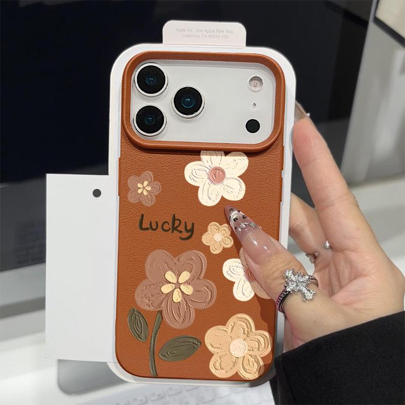 Ledertextur TPU Handyhülle Für iPhone 17 17e 16e 16 15 Pro Max 14 13 Pro Max 11 Magnolienblüte Weiche Silikon-Rückseite