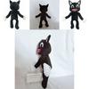 Adorable Black Cartoon Cat Plush Toy Stuffed Doll Perfect For Halloween Decorations