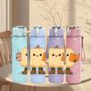 1PC Book Holding Pumpkin Cartoon 750ml Color Plastic Sports Water Bottle Leakproof Flip Straw Lid Suitable for Sports Office Home Use