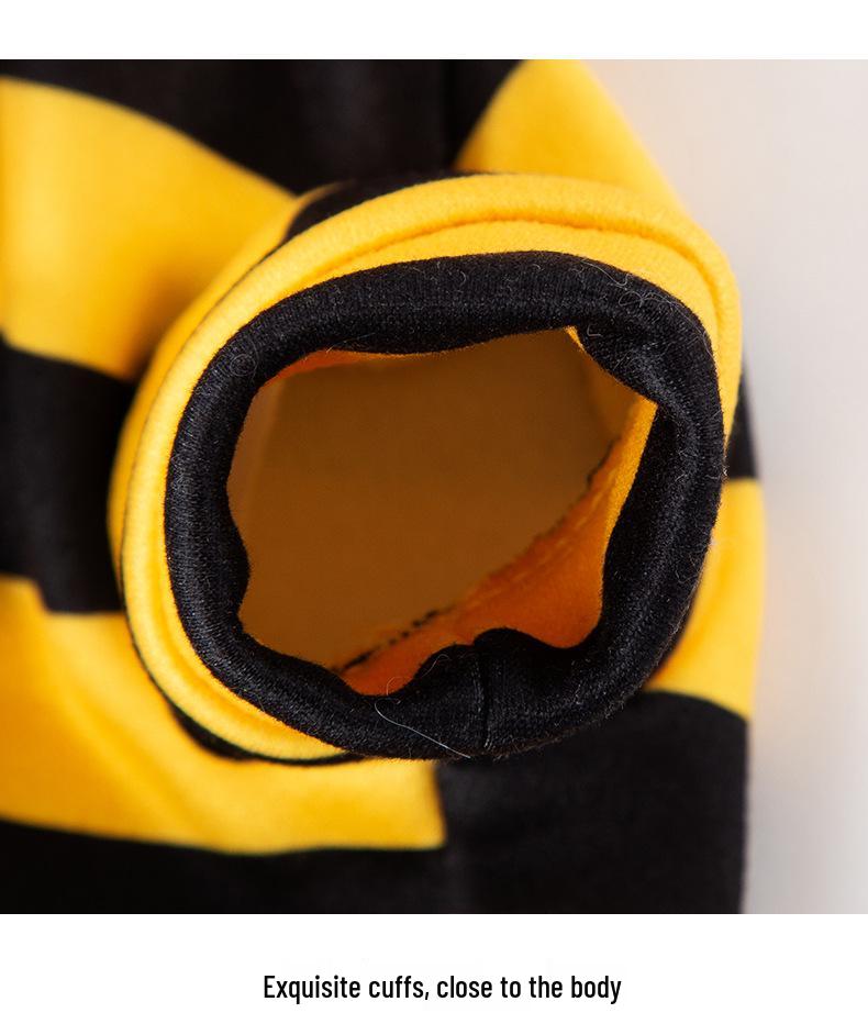 Leashable Bee Pet Sweatshirt for Cats: Cozy Autumn/Winter Fleece for Ragdoll & Blue Cats, Two-Legged Design.