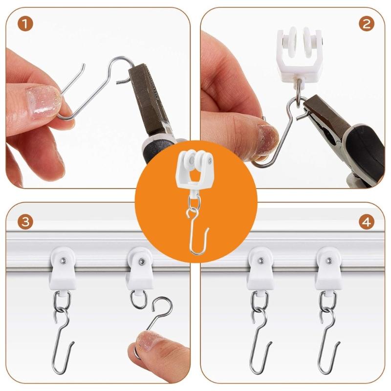 20Lots Curtain Track Rollers Ceiling Pulley Gliders Quiet Hook Curtains Wheel Rail Rollers Mount Sliding Pulleys Rails