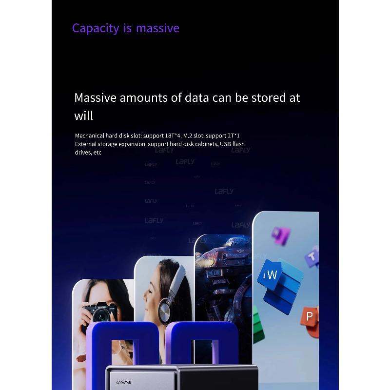 AOOSTAR 2025Intel Quad Core N150 MiniPC Home Cloud HDD a 4 Alloggiamenti SSD Doppio Display USBType-C Doppia LAN Archiviazione Domestica NAS Computer