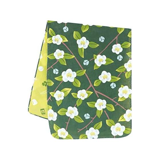 Double-Sided Gauze Tenugui - Camellia Flower Pattern - Triple Gauze - Dyed On Both Sides