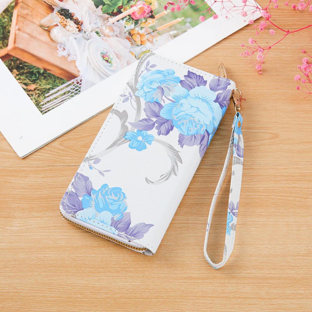 Women's Rose Print Wallet & Phone Bag