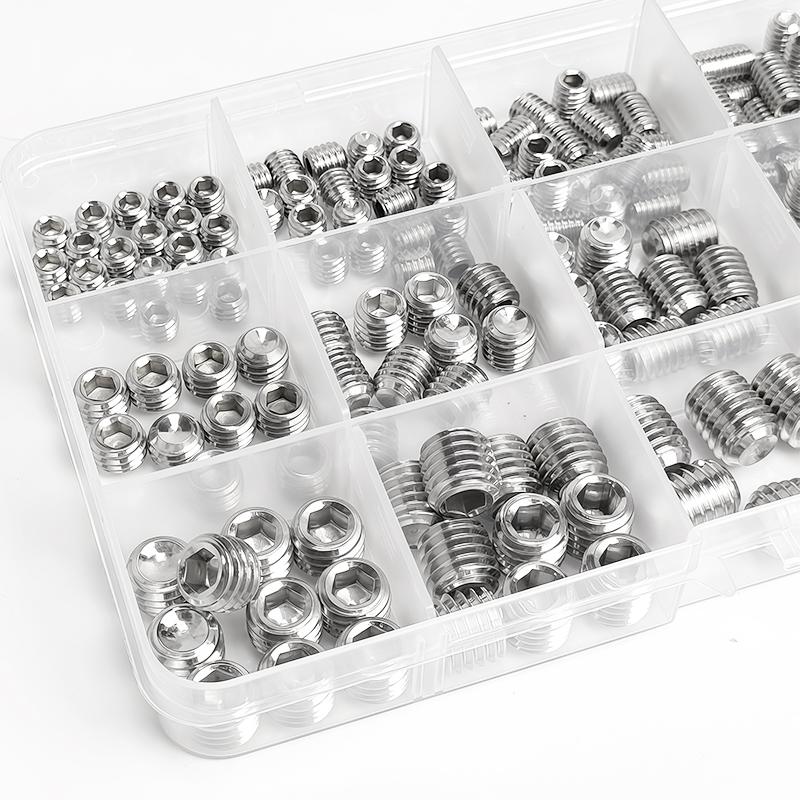 304 Stainless Steel Cup Point Set Screws Kit, Hex Socket Allen Key Grub Screws Assortment , M3 M4 M5 M6 M8 M10 Sizes, DIN 916