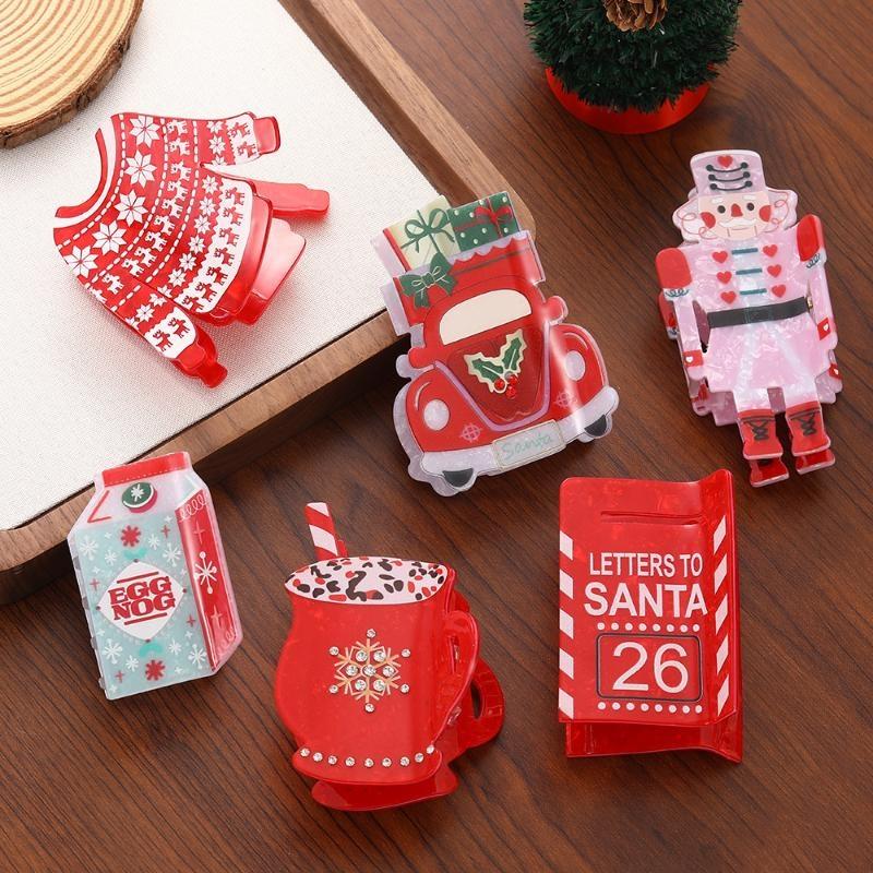New Nutcracker And Christmas Party Gift Hair Claw Holiday Leisure Acrylic Hair Claw Clips Hair Accessories For Women Girls