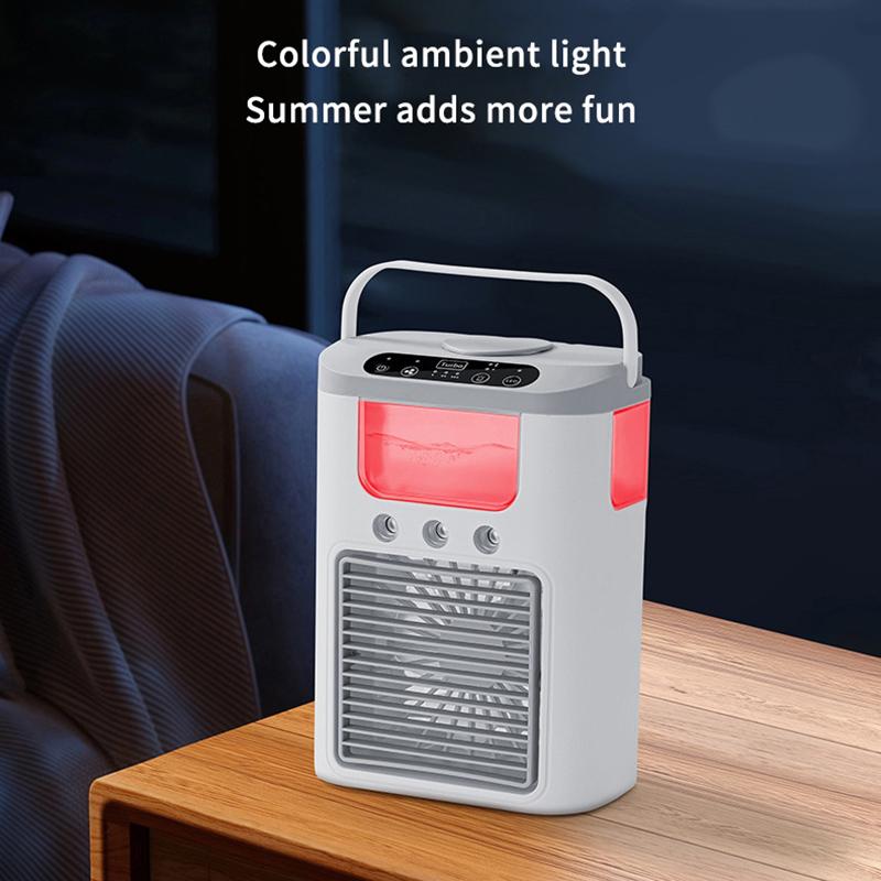 New Mini Portable Three Spray Household Humidifier Fan, USB Spray Fan, LED Night Light, Air Cooler, Desktop Air Cooler