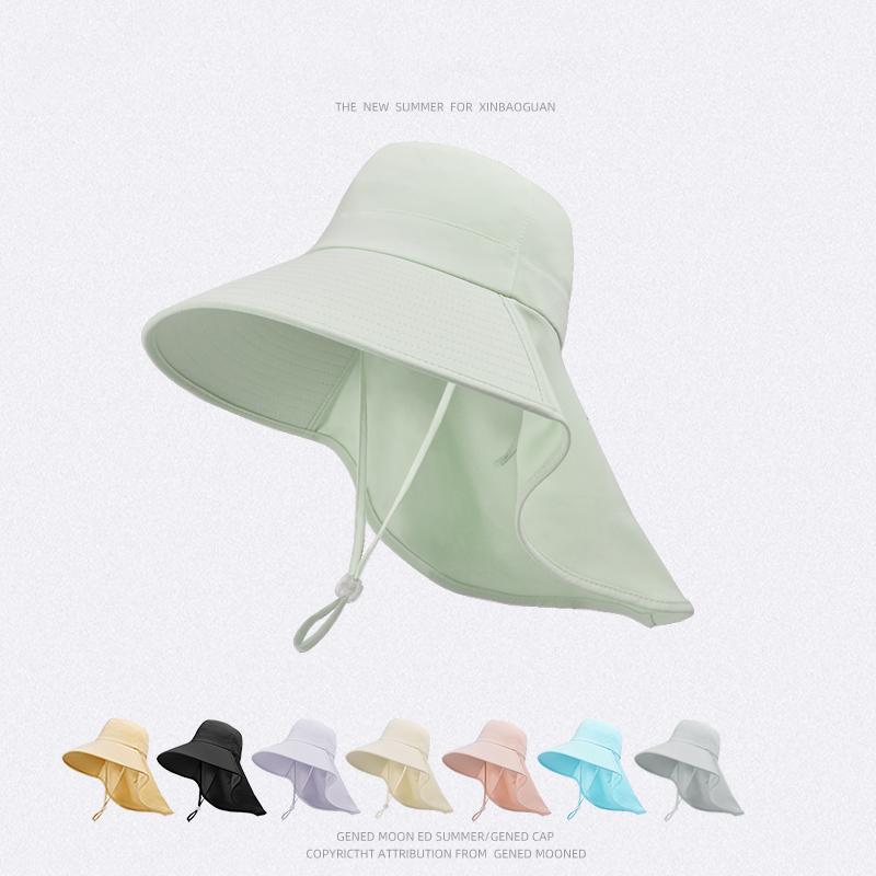 8555 Summer Outdoor Sunblock Hat Korean Version of a Big Hat Cape Fisherman Hat with Horsetail Hole Hat Woman