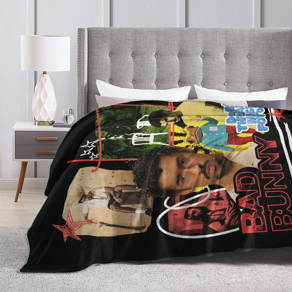 Bad Bunny DTMF  Plush Blankets Hip Hop  Novelty Throw Blanket for  Sofa Bedding Lounge Bedspreads,
