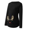 Women's Print Christmas Side Ruched Long Sleeve Maternity Top Pregnancy Clothes