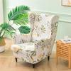 Floral Printed Wing Chair Cover Stretch Spandex Armchair Covers Nordic Removable Relax Sofa Slipcovers With Seat Cushion Covers