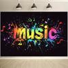 2D Music Graffiti Art Backdrop Colorful Notes for Music Themed Party Banner