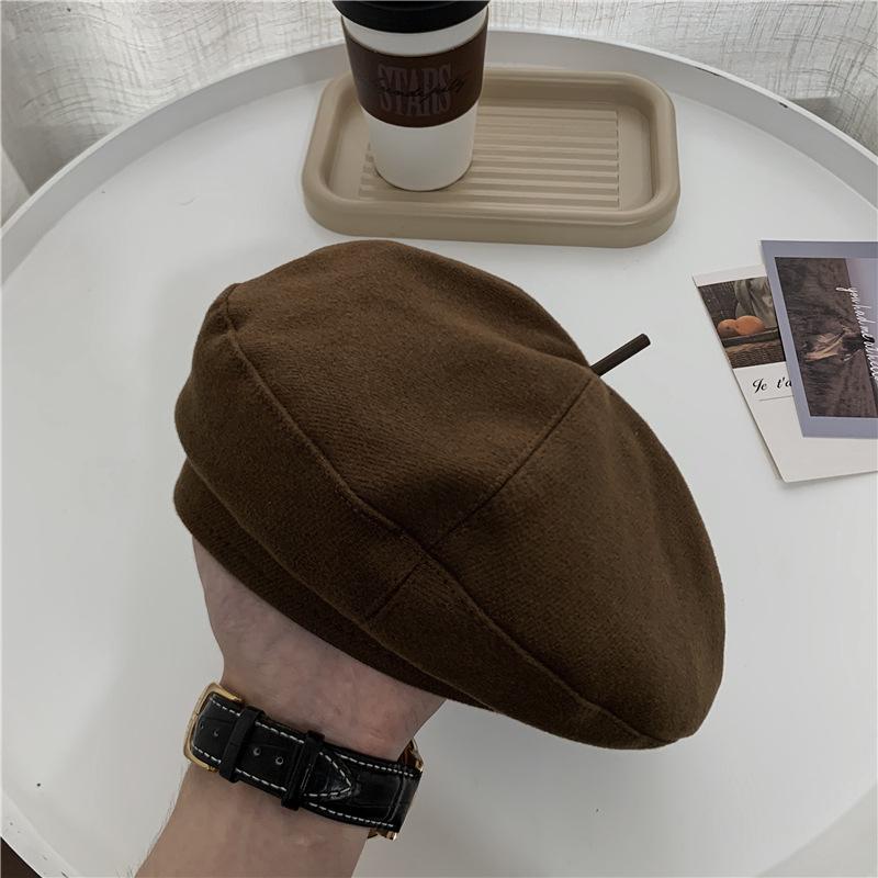 Japanese-style Autumn and Winter Wool Beret Girl's Temperament Is Sweet and Versatile and Fashionable Painter's Hat