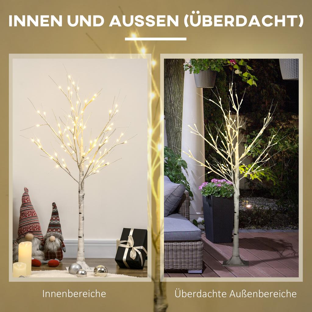 Artificial tree, artificial birch, with LED lighting, warm white, realistic white bark, 17L x 17W x 120H cm